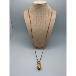 Vintage‎ MCM Joan Rivers Gold Tone Crystal Pave Marquise Pendant Necklace